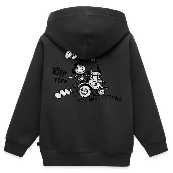 Tracteur - Sweat Premium à capuche zippé enfant bio - noir - Dos - AI Model Kid Male (0cm)