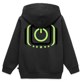 Alimentation sur off sur interrupteur - Sweat Premium à capuche zippé enfant bio - noir - Dos - AI Model Kid Male (0cm)