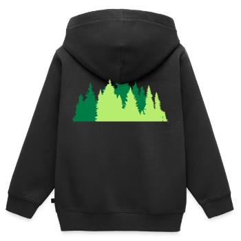 forêt de conifères forêt d'arbres forêt de conifères silhouette f - Sweat Premium à capuche zippé enfant bio - noir - Dos - AI Model Kid Male (0cm)