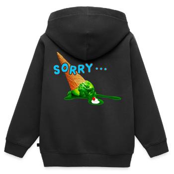 Désolé vous! - Sweat Premium à capuche zippé enfant bio - noir - Dos - AI Model Kid Male (0cm)