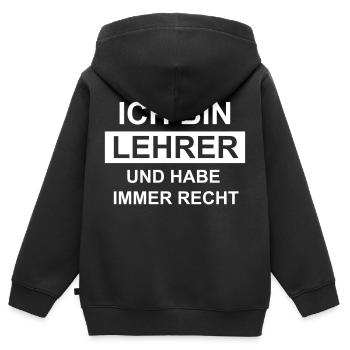professeur - Sweat Premium à capuche zippé enfant bio - noir - Dos - AI Model Kid Male (0cm)