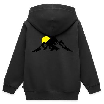 Berg und Steinbock bei Sonnenaufgang - Kinder Premium Organic Zip Hoodie - Schwarz - Hinten - AI Model Kid Male (0cm)