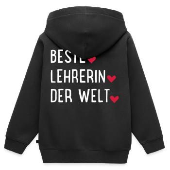 Lehrerin - Kinder Premium Organic Zip Hoodie - Schwarz - Hinten - AI Model Kid Male (0cm)