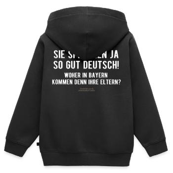Sprüche T Shirt Deutsch sprechen - Kinder Premium Organic Zip Hoodie - Schwarz - Hinten - AI Model Kid Male (0cm)