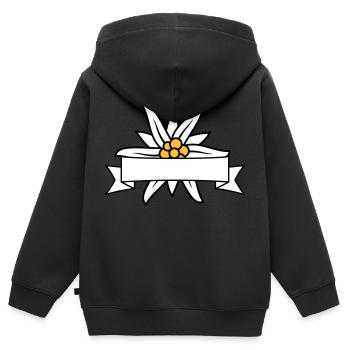 Text Banner Edelweiss - Kinder Premium Organic Zip Hoodie - Schwarz - Hinten - AI Model Kid Male (0cm)