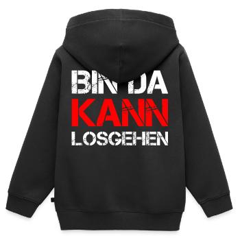 Bin Da Kann Losgehen Pünktlich Party Feiern Warten - Kinder Premium Organic Zip Hoodie - Schwarz - Hinten - AI Model Kid Male (0cm)