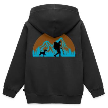Chien chien - Sweat Premium à capuche zippé enfant bio - noir - Dos - AI Model Kid Male (0cm)