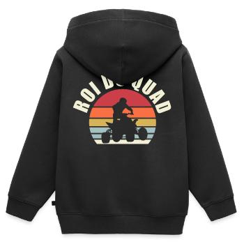 roi du quad - humour j'ai quad - Sweat Premium à capuche zippé enfant bio - noir - Dos - AI Model Kid Male (0cm)