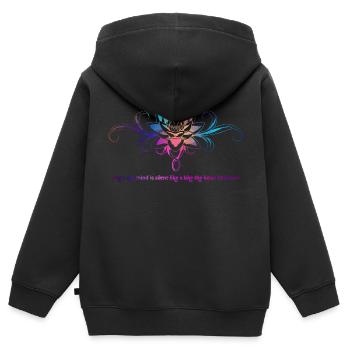 Lotus Blume - Kinder Premium Organic Zip Hoodie - Schwarz - Hinten - AI Model Kid Male (0cm)
