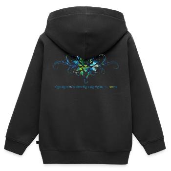 Lotus Blume - Kinder Premium Organic Zip Hoodie - Schwarz - Hinten - AI Model Kid Male (0cm)