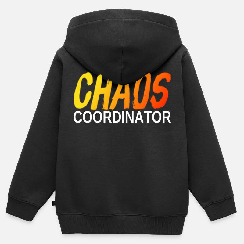 CHAOS COORDINATOR - dégradé & blanc humour bureau - Sweat Premium à capuche zippé enfant bio - noir