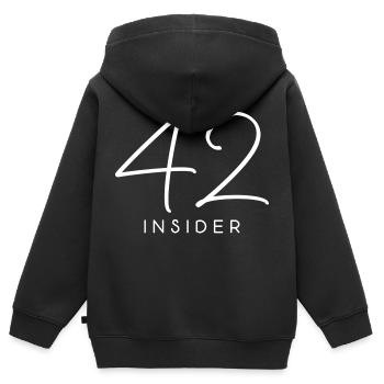 42 insider Film Galaxis Anhalter Spruch Schrift - Kinder Premium Organic Zip Hoodie - Schwarz - Hinten - AI Model Kid Male (0cm)