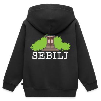 Sebilj Brunnen BytheManzanitas - Kinder Premium Organic Zip Hoodie - Schwarz - Hinten - AI Model Kid Male (0cm)