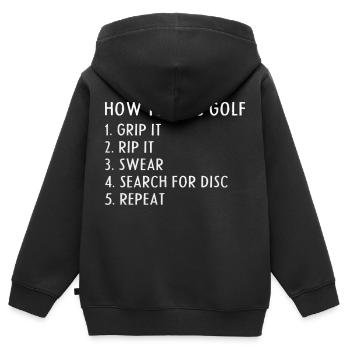 Disc Golf Lustiges Geschenk Frisbee Golf - Kinder Premium Organic Zip Hoodie - Schwarz - Hinten - AI Model Kid Male (0cm)