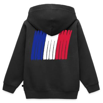 tricolore france - Sweat Premium à capuche zippé enfant bio - noir - Dos - AI Model Kid Male (0cm)