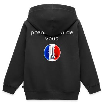 prenez soin de vous - Sweat Premium à capuche zippé enfant bio - noir - Dos - AI Model Kid Male (0cm)