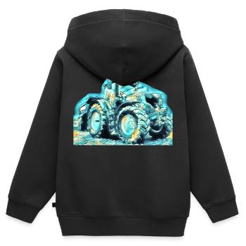 Traktor - Kinder Premium Organic Zip Hoodie - Schwarz - Hinten - AI Model Kid Male (0cm)
