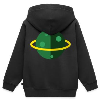 Saturne - Sweat Premium à capuche zippé enfant bio - noir - Dos - AI Model Kid Male (0cm)