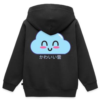 nuages kawaii - Sweat Premium à capuche zippé enfant bio - noir - Dos - AI Model Kid Male (0cm)