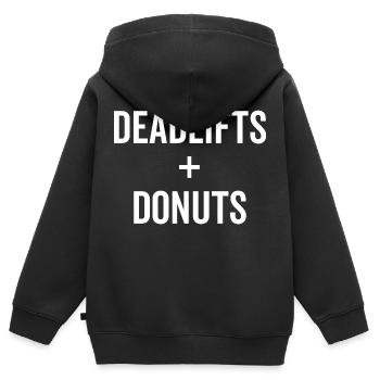 Deadlifts + Donuts - Kinder Premium Organic Zip Hoodie - Schwarz - Hinten - AI Model Kid Male (0cm)