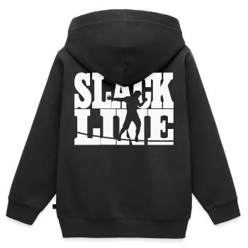 slackline - Sweat Premium à capuche zippé enfant bio - noir - Dos - AI Model Kid Male (0cm)