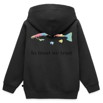 Auf Forellen vertrauen wir - Kinder Premium Organic Zip Hoodie - Schwarz - Hinten - AI Model Kid Male (0cm)