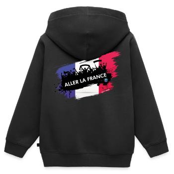 Aller La France 2021 - Sweat Premium à capuche zippé enfant bio - noir - Dos - AI Model Kid Male (0cm)
