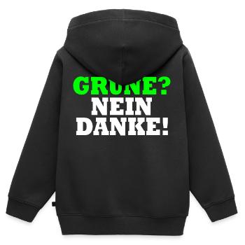 Grüne Nein Danke - Kinder Premium Organic Zip Hoodie - Schwarz - Hinten - AI Model Kid Male (0cm)