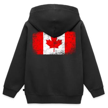 Kanada Flagge Ahornblatt Vintage - Kinder Premium Organic Zip Hoodie - Schwarz - Hinten - AI Model Kid Male (0cm)