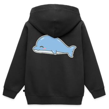 Dauphin dauphin - Sweat Premium à capuche zippé enfant bio - noir - Dos - AI Model Kid Male (0cm)