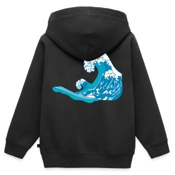 Wellen im Meer - Kinder Premium Organic Zip Hoodie - Schwarz - Hinten - AI Model Kid Male (0cm)