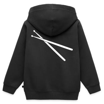 Drumsticks Drums Drummer Drummer - Sweat Premium à capuche zippé enfant bio - noir - Dos - AI Model Kid Male (0cm)