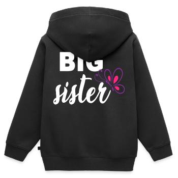 big sister - Sweat Premium à capuche zippé enfant bio - noir - Dos - AI Model Kid Male (0cm)