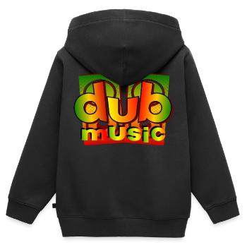 musique dub reggae - Sweat Premium à capuche zippé enfant bio - noir - Dos - AI Model Kid Male (0cm)