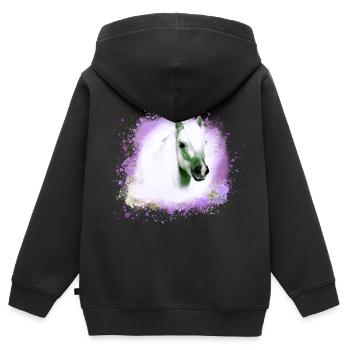 pony, blue, shettland,horse,pony,white pony - Kids Premium Organic Zip-up Hoodie - black - Back - AI Model Kid Male (0cm)