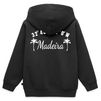 Madeira Coordonnées Île de Vacances Portugal Cadeau - Sweat Premium à capuche zippé enfant bio - noir - Dos - AI Model Kid Male (0cm)