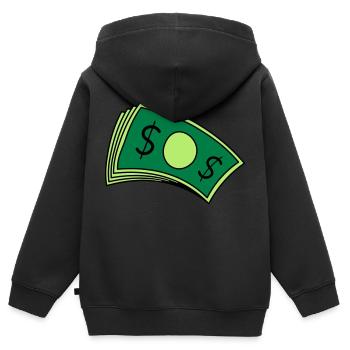 Money Piles of Bills - Kids Premium Organic Zip-up Hoodie - black - Back - AI Model Kid Male (0cm)