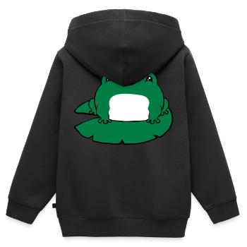 Grenouille sur nénuphar - Sweat Premium à capuche zippé enfant bio - noir - Dos - AI Model Kid Male (0cm)
