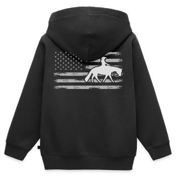 Westernpferd & Westernreiterin Westernreiten - Kinder Premium Organic Zip Hoodie - Schwarz - Hinten - AI Model Kid Male (0cm)