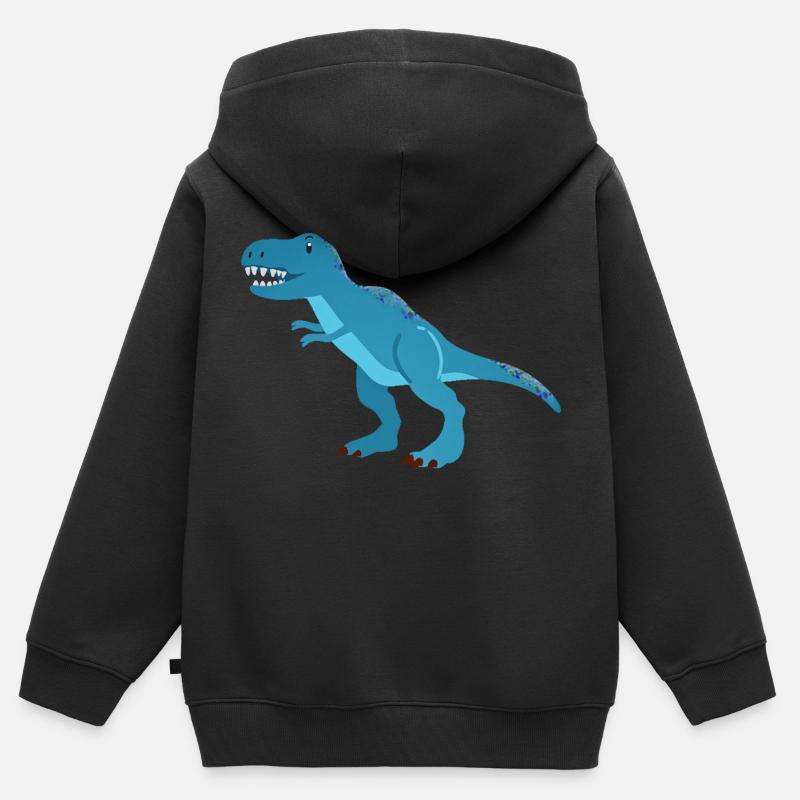 Tyrannosaure rex - Sweat Premium à capuche zippé enfant bio - noir