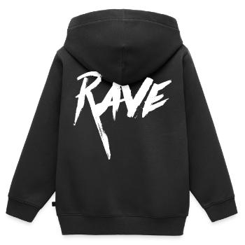 RAVE Party/Club/Festival Geschenk - Kinder Premium Organic Zip Hoodie - Schwarz - Hinten - AI Model Kid Male (0cm)