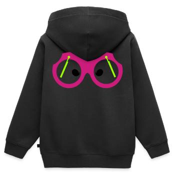 Lunettes Essuie-glace Lentille Yeux Geek Blague - Sweat Premium à capuche zippé enfant bio - noir - Dos - AI Model Kid Male (0cm)