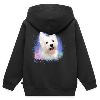 West Highland White Terrier,terrier,hund,graffiti - Kinder Premium Organic Zip Hoodie - Schwarz - Hinten - AI Model Kid Male (0cm)