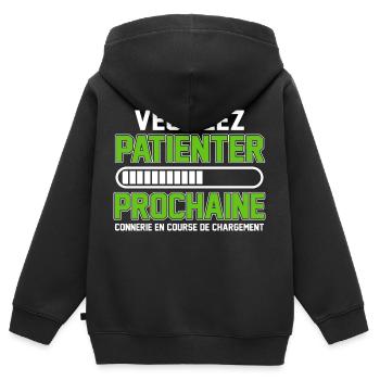 veuillez patienter - Sweat Premium à capuche zippé enfant bio - noir - Dos - AI Model Kid Male (0cm)