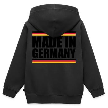 Made in Germany - Kinder Premium Organic Zip Hoodie - Schwarz - Hinten - AI Model Kid Male (0cm)
