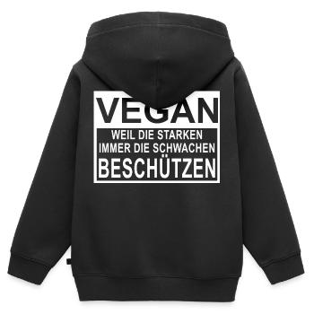 Vegan - Tiere Beschützen - Kinder Premium Organic Zip Hoodie - Schwarz - Hinten - AI Model Kid Male (0cm)