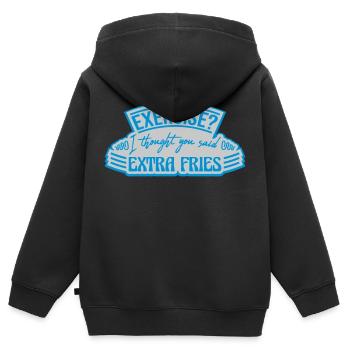 Exercice Extra Fries Citation - Sweat Premium à capuche zippé enfant bio - noir - Dos - AI Model Kid Male (0cm)