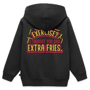 Exercice Extra Fries Citation - Sweat Premium à capuche zippé enfant bio - noir - Dos - AI Model Kid Male (0cm)