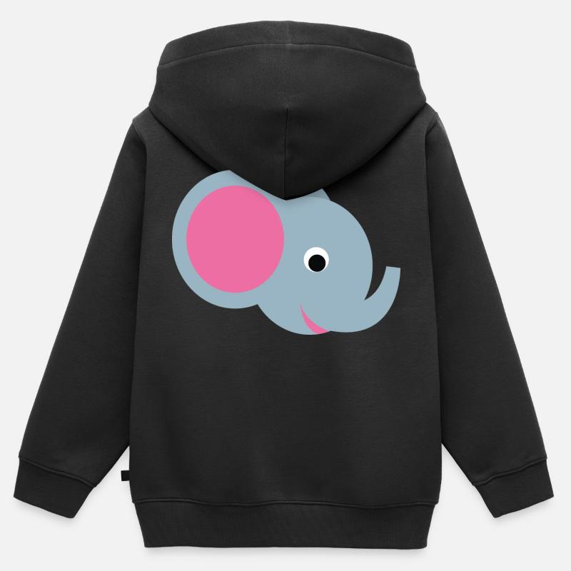 Éléphant - Sweat Premium à capuche zippé enfant bio - noir