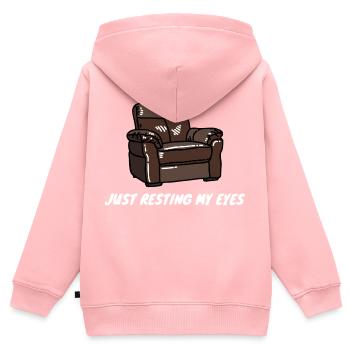 Juste reposer mes yeux - Sweat Premium à capuche zippé enfant bio - rose - Dos - AI Model Kid Female (0cm)